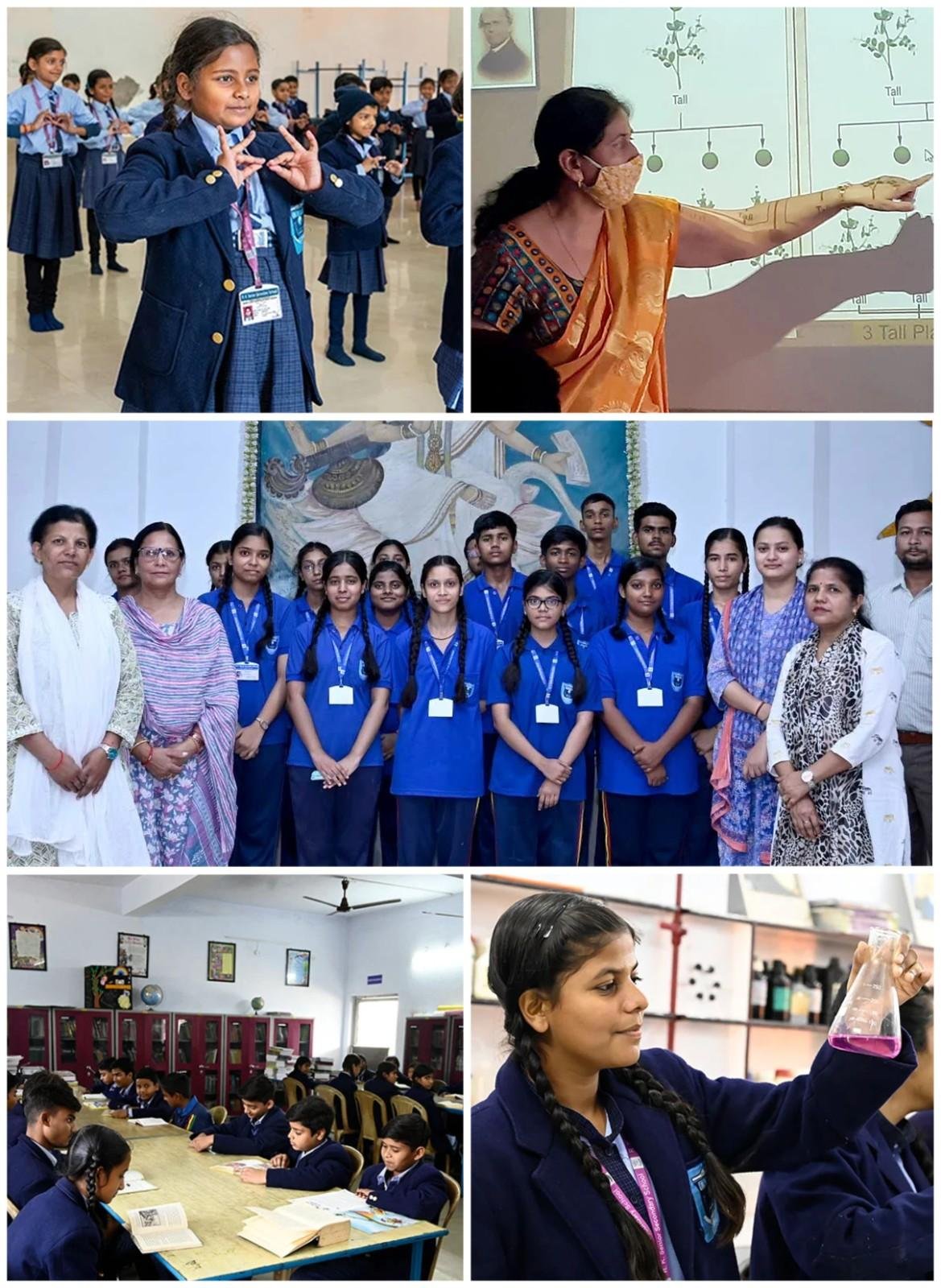 Students engaged in learning activities at R K Senior Secondary School